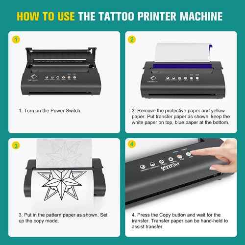 LifeBasis Tattoo Transfer Stencil Machine Thermal Copier Kit Tattoo Printer with 20pcs Tattoo Stencil Transfer Paper for Men Women, Upgraded Version MT200