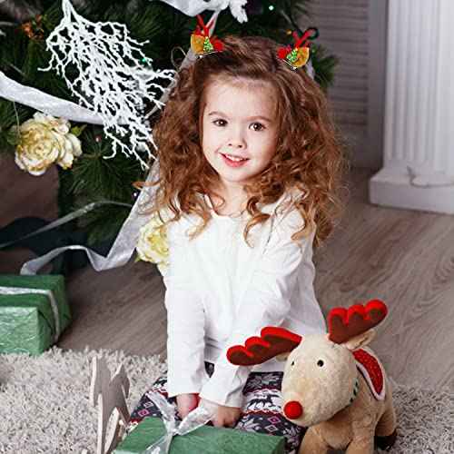 12 Pairs Reindeer Hair Clips, Deer Horn Barrettes for Women & Girls - Christmas Hair Accessories