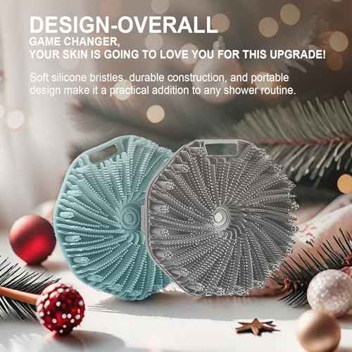 Silicone Body Scrubber Shower Brush Super-Exfoliating Body Brush with Non-Slip Strap, Eco-Friendly Bath Scrubber for Sensitive/All Skin Types, Gentle Massage & Effective Shower Exfoliation
