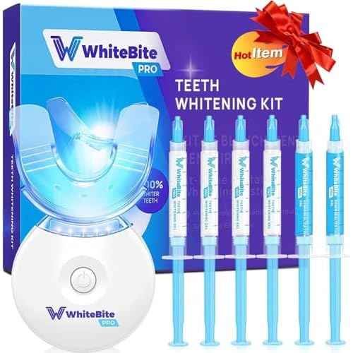 Whitebite Pro Teeth Whitening Kit for Sensitive Teeth | 4 Whitening Gels & 2 Remineralizing Gels | LED Light System for Fast Results | Professional Dental Grade | Enamel Safe