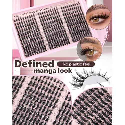 Manga Lash Clusters Kit Natural 300 Pcs Cluster Eyelash Extensions Kit Wispy Fairy Fluffy Eyelash Clusters Anime Cosplay Individual Lash Extensions Kit CC Curve 10-16mm