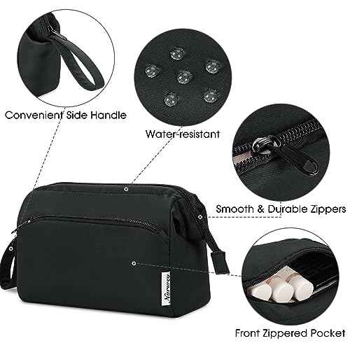 Narwey Makeup Bag Women Wide-open Make up Bag Travel Cosmetic Bag Organizer Toiletry Bag for Cosmetics Toiletries Accessories (Black)