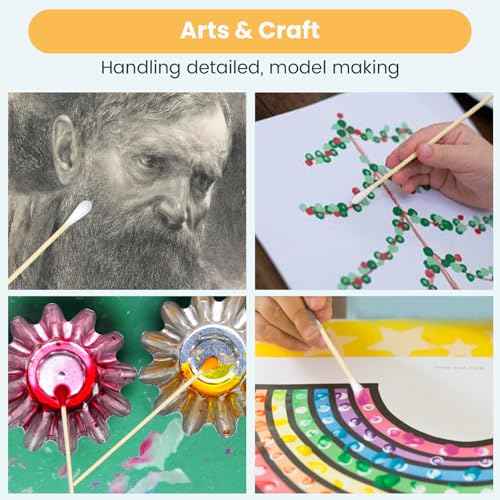 500PCS 6" Cotton Swabs in Storage Box - Long Cotton Swab with Wooden Sticks - Lint Free, Highly Absorbent Single Tipped Applicators for Makeup, Pet Care, Home Cleaning