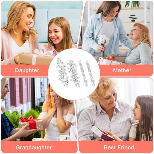 4Pcs Rhinestone Hair Clips for Women Sliver Pearl Flower Hair Barrettes Elegant Crystal Hairpins Bridal Hair Pins Wedding Hair Accessories for Bride Bridesmaid Party