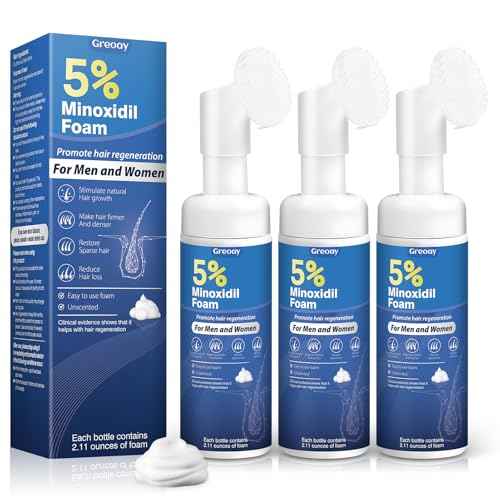 5% Minoxidil Hair Growth Foam Men and Women Suitable for Hair Thinning Receding Hairline and Hair Loss to Hair Regrowth Get Thicker Fuller Hair for Women and Men 3 Bottles 2.11 Ounces Each