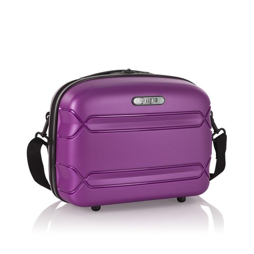 Heys Milos Beauty Case Hardside Lightweight and Crafted with Durable Duraflex, Textured Shell and Metallic Colors, Trolly Sleeve, Adjustable Shoulder Strap, Organize Makeup or Toiletries, Plum