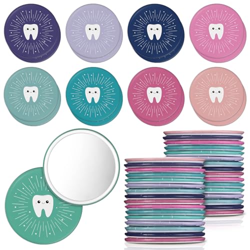 Geetery 18 Pcs Dentist Appreciation Gifts Tooth Compact Mirrors Dental Hygienist Assistant Accessories for Dental Students Woman Office Staffs Assistants