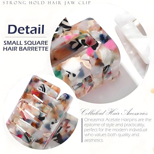 2 Pcs Small Hair Clips Acrylic Claw Clips for Thin Hair Cute French Design Hair Clips for Women, Colorful & White Shell