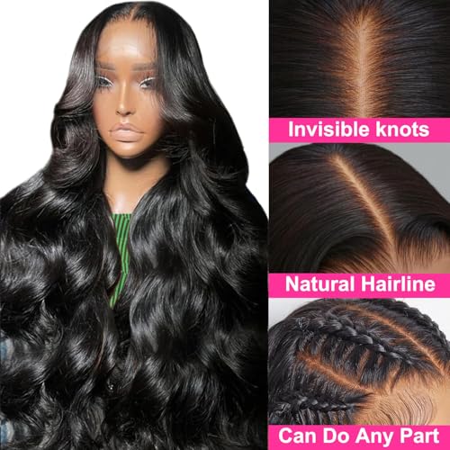 ITODAY 26 Inch Body Wave Lace Front Wigs Human Hair Pre Plucked 13x4 HD Lace Front Wigs Human Hair 200% Density Glueless Frontal Wigs Human Hair for Women
