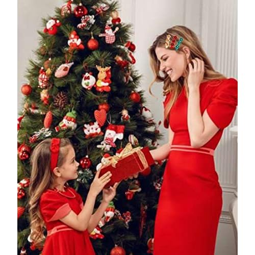 4PCS Christmas Bow Hair Clips for Women Girls Xmas Bow Hairpin Festive Hair Bows Alligator Clips Gifts (Style B)