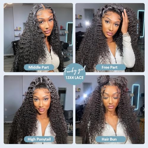 Water Wave 13x4 HD Lace Front Wigs Human Hair 180 Density Wet And Wavy Human Hair Wig Pre Plucked Wigs for Woman With Baby Hair Natural Black Color 28 Inch