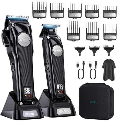Professional Hair Clippers Trimmer for Men - Cordless Barber Clippers Set with High Torque Brushless Motor & DLC Coated Detachable Blade& Charging Stand, Premium Gifts for Men
