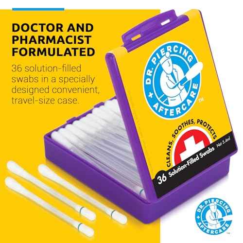 Dr. Piercing Aftercare Swabs ? Piercing Bump Saline Solution for Cleansing Earring, Nose, Belly, and Ear Piercings ? Gentle Saline Wash for a Refreshing Experience ? 36 Easy-to-Use Swabs (1-Pack)