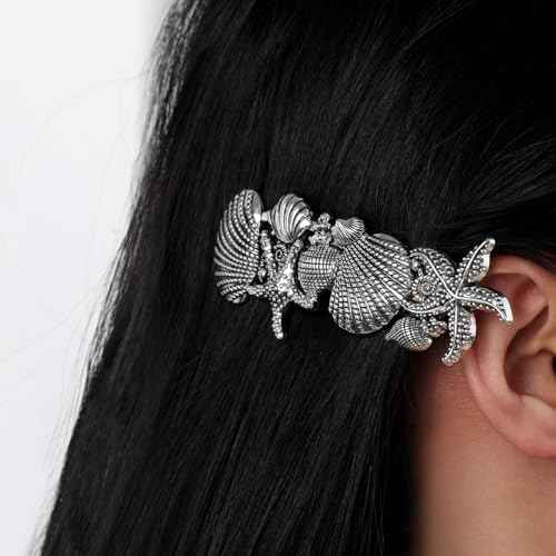 KKJOY Vintage Seashell Hair Clips Starfish Barrettes Hand Crafted Spring Clip Metal Hair Pin Headpieces Wedding Bridal Hair Accessories for Women Girls