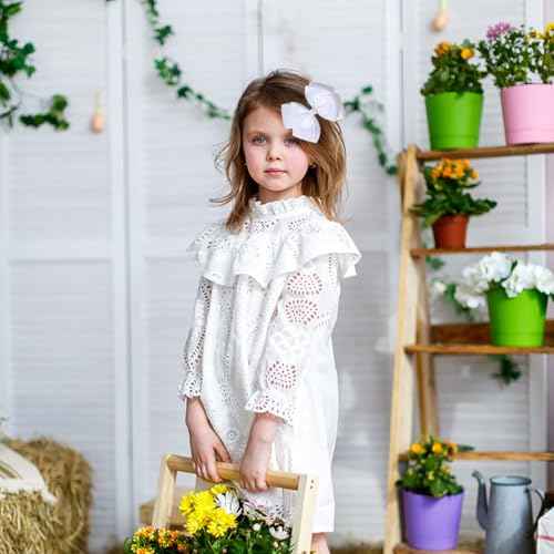 4.5-Inch Double-Layered Bow Hair Clips for Girls-Perfect for Halloween, Birthdays, Christmas, and Everyday Wear-Set of 2 £¨White)