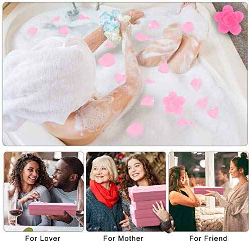 18 PCS Floral Scented Bath Soap Rose Flower Petals, Plant Essential Oil Rose Soap Set, Best Gifts for Her Women Girls Mom Lover Birthday Valentine Christmas (Pink)