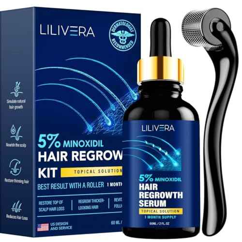 5% Minoxidil Hair and Beard Growth Kit: Extra Strength Minoxidil Topical Hair Regrowth Treatments Serum for Thinning Hair - Hair Loss Products for Men and Women