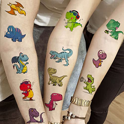 50 PCS 3D Dinosaur Temporary Tattoos For Kids Boys Teens, Fun T-Rex Fake Face Tattoo Sticker For Children Party Favor Sets Supplies, Small Dino Tatoos For Girls Birthday Gifts Decoration