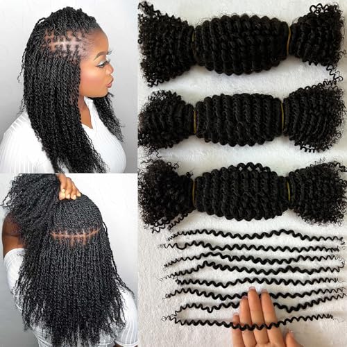 Springy Afro Twist Human Pre Separated Bulk Hair Extensions Mini Kinky Curly Twist With Extensions Crochet Braids Bundles Marley Twists Braiding Hair for Women 20 Inch 100g