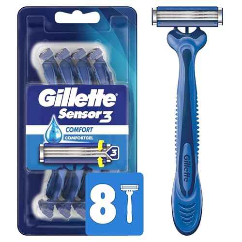 Gillette Sensor3 Comfort Disposable Razors for Men, 8 Count, Lubrastrip Glides Easily Over Your Skin