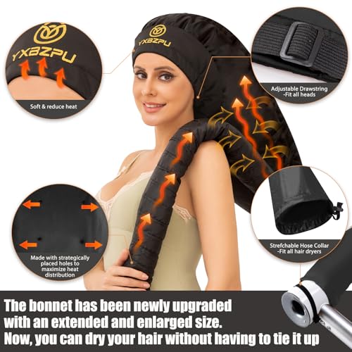 Bonnet Hair Dryer, Hooded Hair Dryer Attachment, Dryer Hooded Diffuser Cap for Curly,Speeds Up Drying Time, Safety Deep Conditioning at Home(Black)