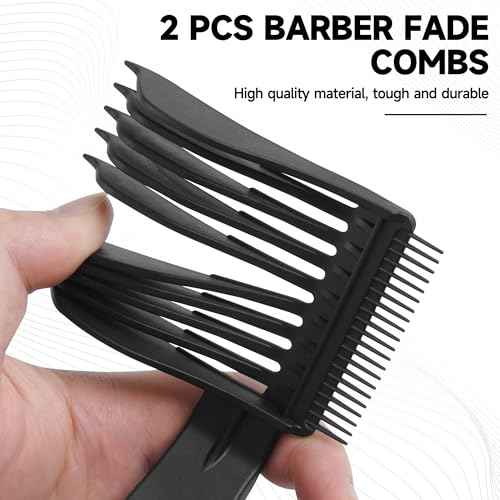 2 Pcs Blend Friend Fade Comb, Barber Fade Comb, fade comb for men haircut, Uitable for Home, Salon Use, Compatible With all Hair Clippers Barber Accessories (Black)