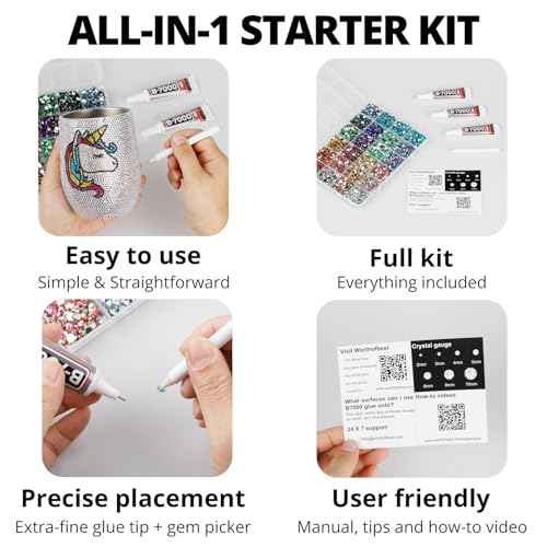 10000Pcs Multicolored 5mm Rhinestones for Bedazzling Crafting with b7000 Glue, Flatback Rainbow Colored SS20 Rinestones Crystals Gems Diamonds, Flat Back Multi Colorful Gemstones Jewels Stones