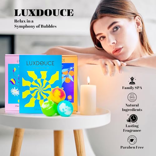 Bath Bombs Gift Se, 24 Pack Bubble Bombs with 12 Unique Scents, Floral & Fruity Collections, Skin-Soothing & Mood-Enhancing, Spa Gifts for Women, Wife, Stress Relief & Relaxation