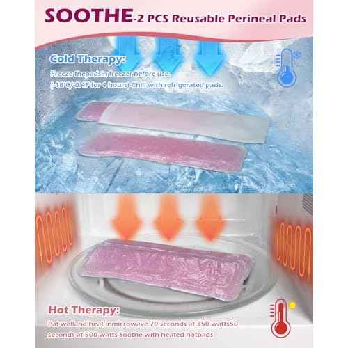 Postpartum Essentials Kit - Peri Bottle,Perineal Ice Packs,Perineal Healing Foam,Disposable Underwears,Cooling Pad Liners,Bath Salts,Canvas Bag,Card,Postpartum Gifts for Mom