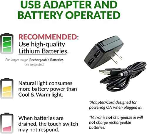 Ovente 7.5" Lighted Wall Mount Makeup Mirror, 1X & 10X Magnifier, Spinning Double Sided Round LED w/ Dimmer Switch, Extend, Retractable & Folding Arm, Battery USB Powered Nickel Brushed MLW75BR1X10X