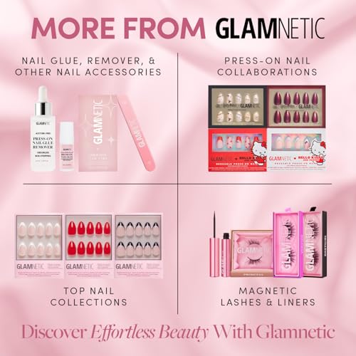 Glamnetic Press On Nails - Red Bottom | Red Accent Dual Side Medium Almond Fake Nails with a Black Matte Finish, Salon Quality Halloween Nails | 15 Sizes - 30 Nail Kit with Glue