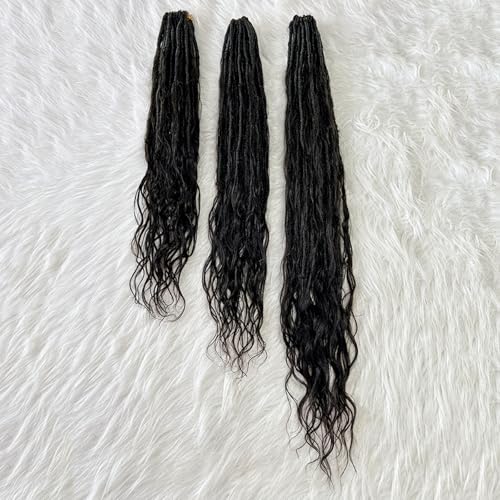 Locs Human Hair Crochet Boho Extensions Pre Looped Goddess Body Wave Curly Ends Knotless Box Braids Faux Locs For Women 22 Inch 24Strands
