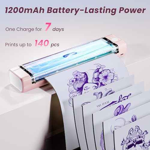 TATTMUSE 2025 New Version Tattoo Stencil Printer with 10pcs Transfer Paper, Wireless Thermal Tattoo Transfer Printer, Bluetooth Portable Tattoo Machine Compatible with Smartphone & Pad, Pink