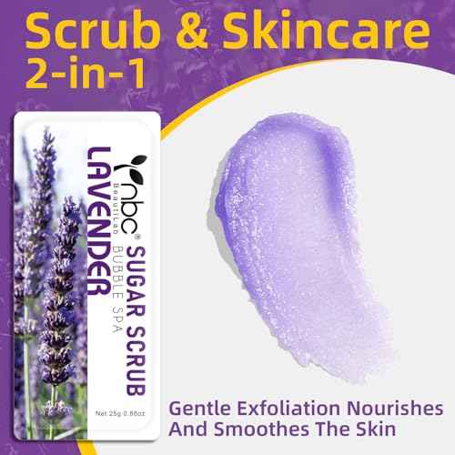 Foot Exfoliating Scrub, Sugar Scrub, Dead Skin Remover for Feet, Individually Packaged Foot Scrub Smooths, Hydrates, Detoxifies Tired and Dry Cracked Feet 16 Packs per Box, Lavender