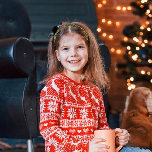 1Pcs Christmas Headband Glitter Hair Hoop Red Green Sequins Christmas Hair Accessories for Women Festive Cosplay Costume Parties Headdress Princess Birthday Holiday Hair Supplies Gift