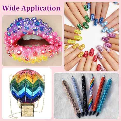32000Pcs Resin Rhinestones with Tweezers for Bedazzling, Multicolor 3mm Crystal with 3Pcs 10ml B7000 Jewelry Glue for Bedazzled Nail Art Crafting Makeup
