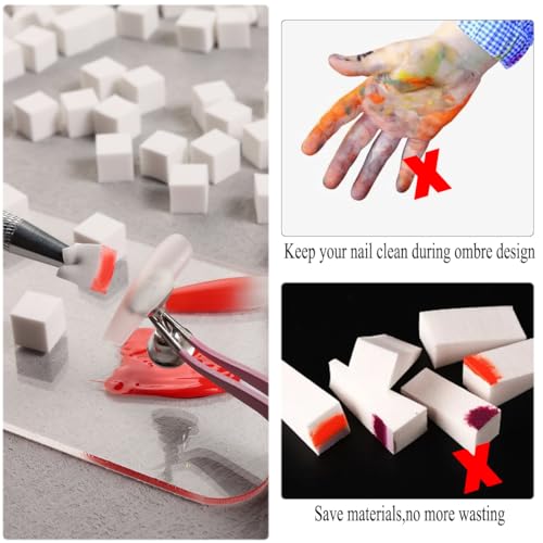 Soft Sponges with Grabbing Pen for Ombre and Aura Nail Art with Brush, Professional Manicure Nail Art Tools Accessories Supplies, 100 Pieces