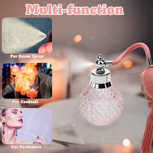 Coolrunner Crystal Art Vintage Style Refillable Perfume Atomizer Long Spray Bottle 100ml (Pink)