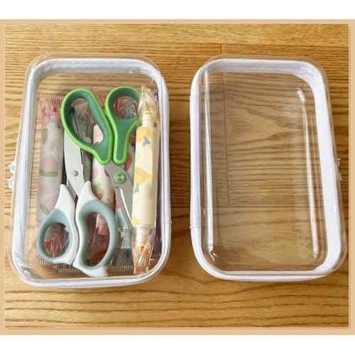 Clear Hard Shell Zipper Case, Upgraded Thicker Transparent Plastic Bins for Organizing, See Through Zipper Pouches Makeup Case, Lidded Storage Bins Organizer for Storage Cosmetics (S+S)