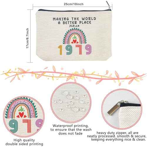 46th Birthday Gifts for Women Mom Her Makeup Bag, Funny Birthday Decorations Gift Ideas for 46 Year Old Grandma, Wife, Sister, Anniversary 1979 Gifts for Mothers Day, Christmas, Cosmetic Travel Bags