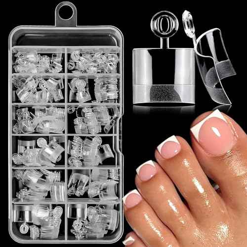 240pc French Fake Toenails Gel Toe Nail Tips Clear Press on Toenail, Short Square Toes Fake Nails Tips Clear Gel Toenails Extrension False Toe Nail Press ons Feet Artificial Toenail Tip Half Cover