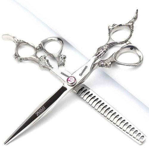 Sharonds 6/7 inch Professional Hair Cutting Scissors Set Hair Cutting Scissors Thinning Teeth Shears Set,Sliver Scissors,Barber,Salon,Hairdressing Scissors Kit,Japanese 440C Scissors (7-inch 2pc)