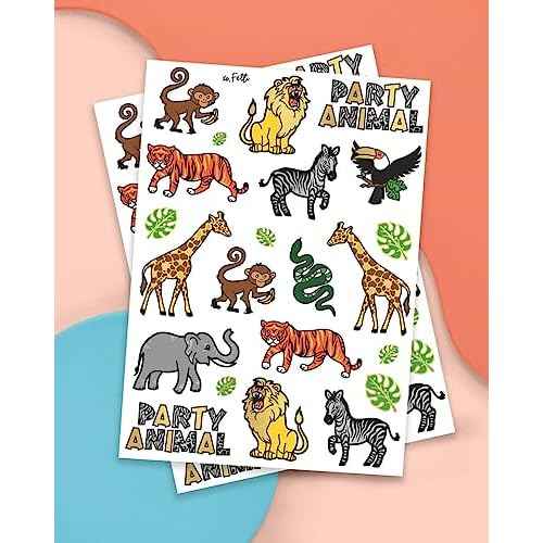 xo, Fetti Jungle Temporary Tattoos for Kids - 30 styles | Zoo, Boys + Girl Craft, Birthday Party Supplies, Baby Shower