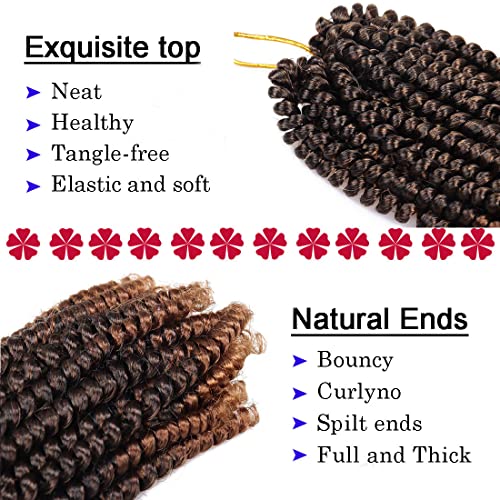 6 Packs Spring Twist Braiding Hair Spring Twists Twist Hair Synthetic Fiber Fluffy Twist Crochet Braids Low Temperature Twist Crochet Hair for Women Braiding Hair(10inch,T1B/30)
