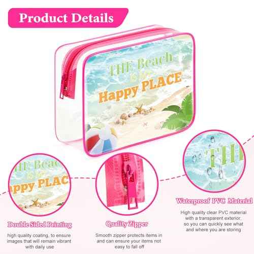 Beach Gifts for Women Beach Makeup Bag Beach Lover Gifts Funny Vacation Gift Beach Themed Gifts for Besties PVC Cosmetic Bag Birthday Christmas Graduation Gift for Beach Lover Teens Travel Bag