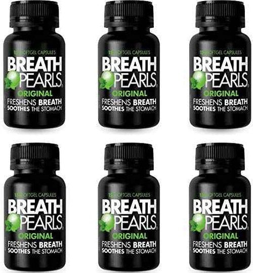 Breath Pearls Original 150 Softgels x 6 Pack (900 Softgels) - Freshens Bad Breath Mints