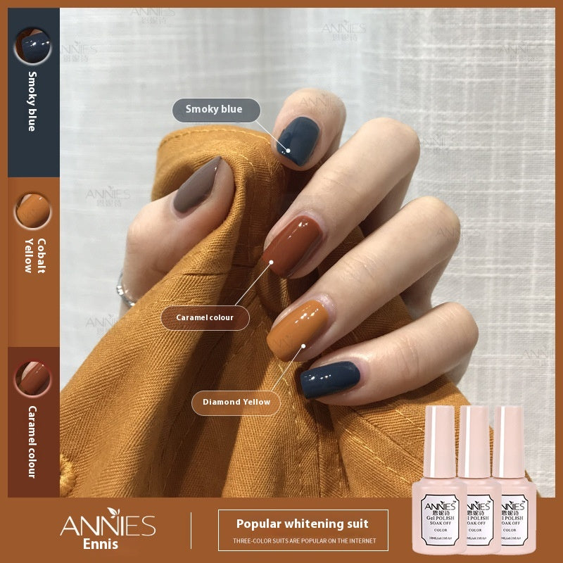 Three-Color Gel Nail Polish Set for Manicure - Nude, Purple, Orange