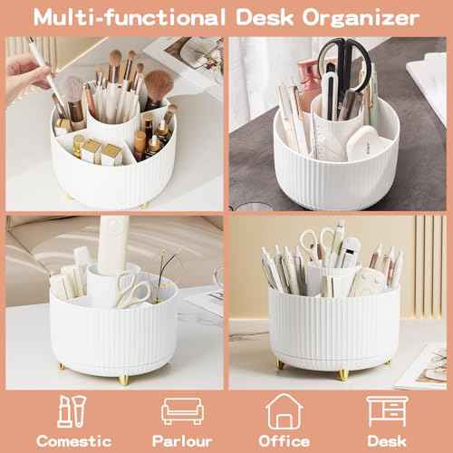 360¡Æ Rotate Makeup Brush Holder Organizer, Makeup Organizers Countertop, Makeup organization and Skincare Storage for Vanity, Desktop, Bathroom (White)