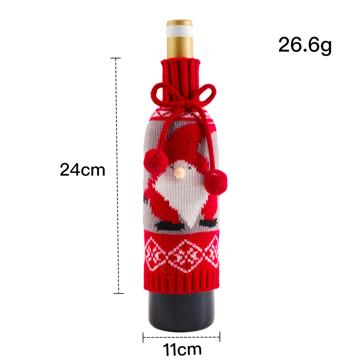 Festive Knitted Wine Set Decoration with Bowknot & Snowman Elk Elderly Figurines