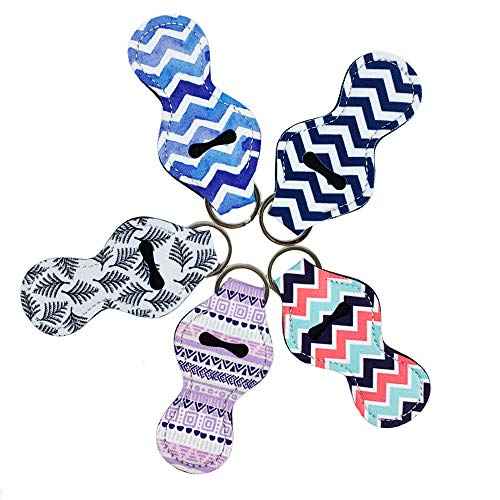 Thinvik 10 Pieces Chapstick Holder Keychain with 2 Metal Key Ring£¬Neoprene Travel Bulk Holder for Lipstick,Chapstick,Lip Balm